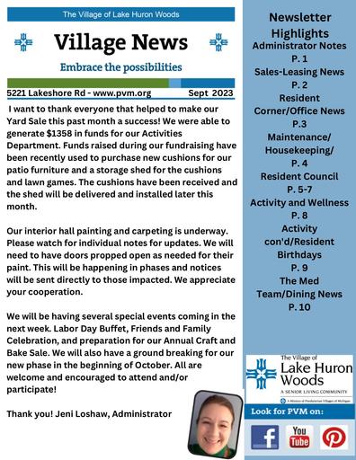 9/2023 Lake Huron Woods Village News