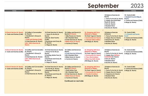 9/2023 Lake Huron Woods Calendar