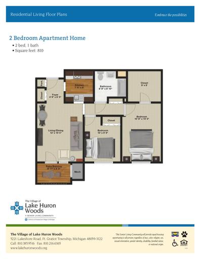 Residential Living Floor Plans: 2 Bedroom Apartment Home