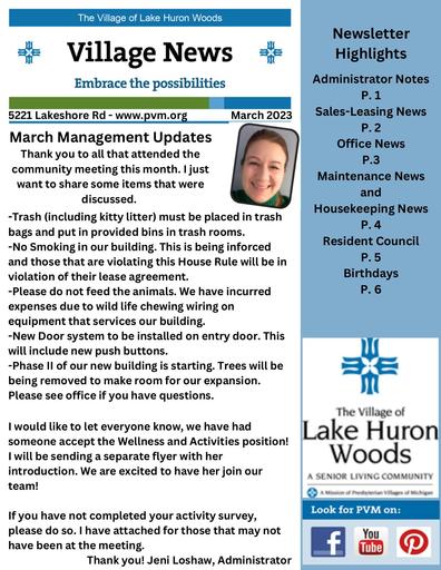 3/2023 Lake Huron Woods Village News