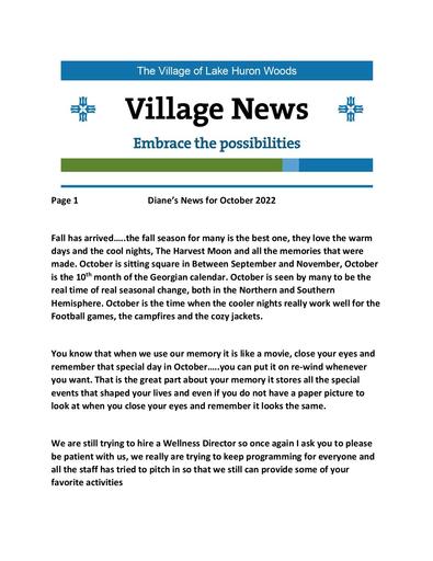 10/2022 Lake Huron Woods Village News