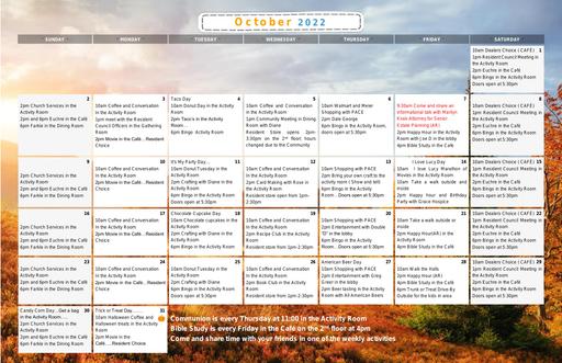 10/2022 Lake Huron Woods Calendar