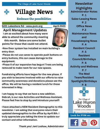 4/2023 Lake Huron Woods Village News