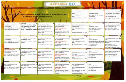 9/2022 Lake Huron Woods Calendar