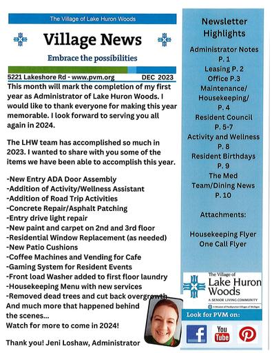 12/2023 Lake Huron Woods Village News